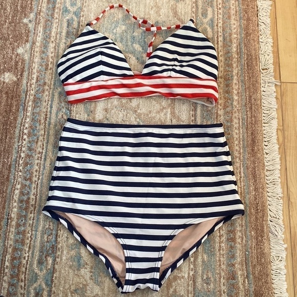 J. Crew Other - J.Crew striped 2 piece high waisted bikini